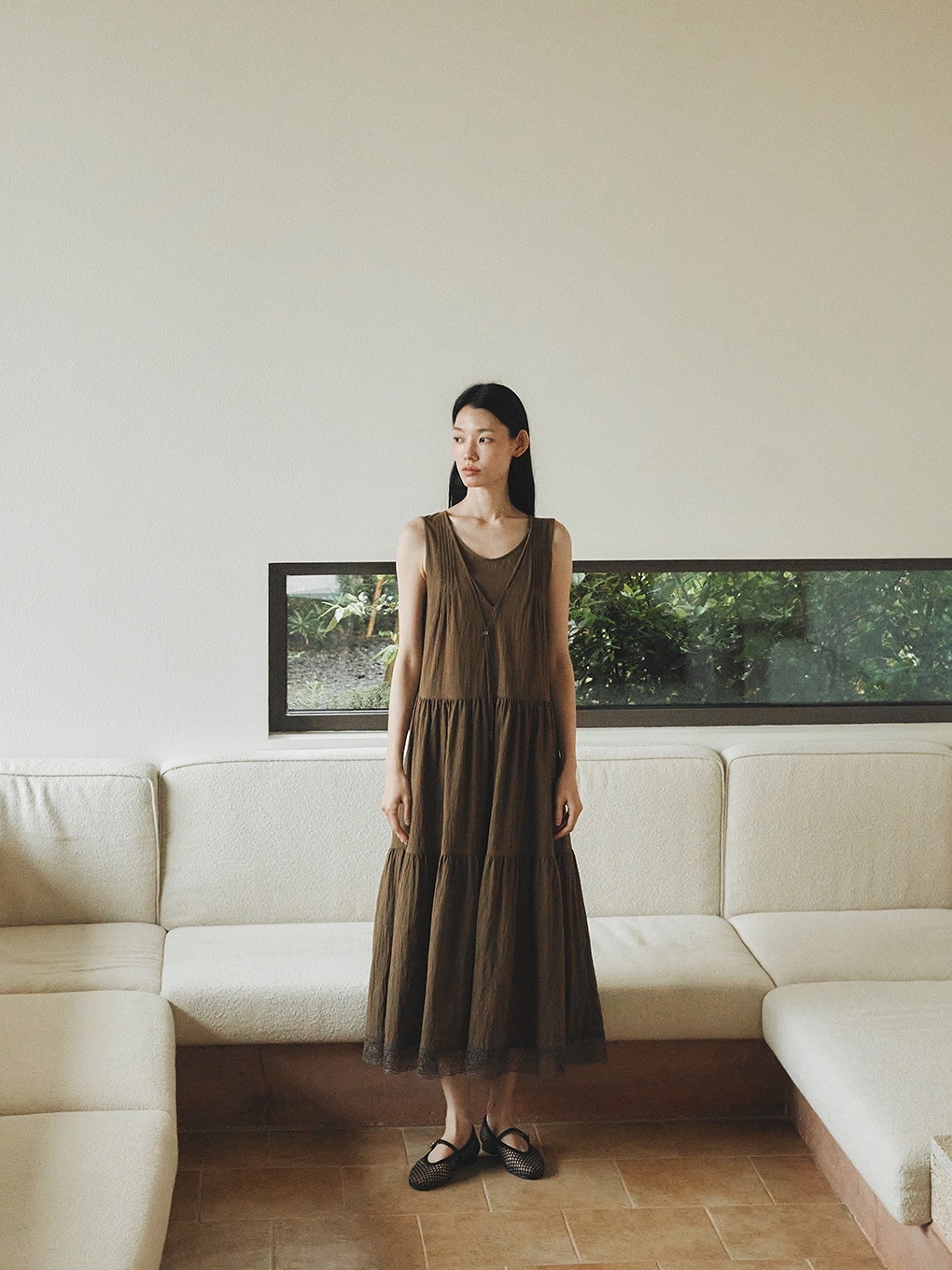 スリーブレス ティアード ワンピース