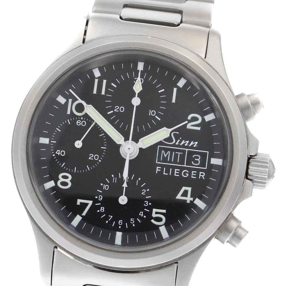 ジン Sinn 356 フリーガー クロノグラフ デイデイト 自動巻き メンズ 保証書付き_900976【中古】