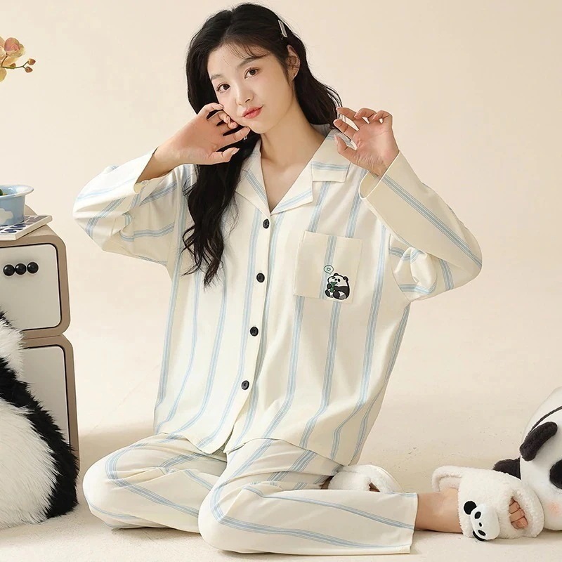 響かない!シームレス【上品】春夏 綿 シンプル 2点セット 長袖+ズボン トップス パジャマ パジャマ レディース 部屋着 ルームウェア ルームウェア セットアップ