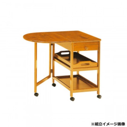 弘益(KOEKI) UTILITY 木製テーブル付きワゴン ブラウン KW415BR