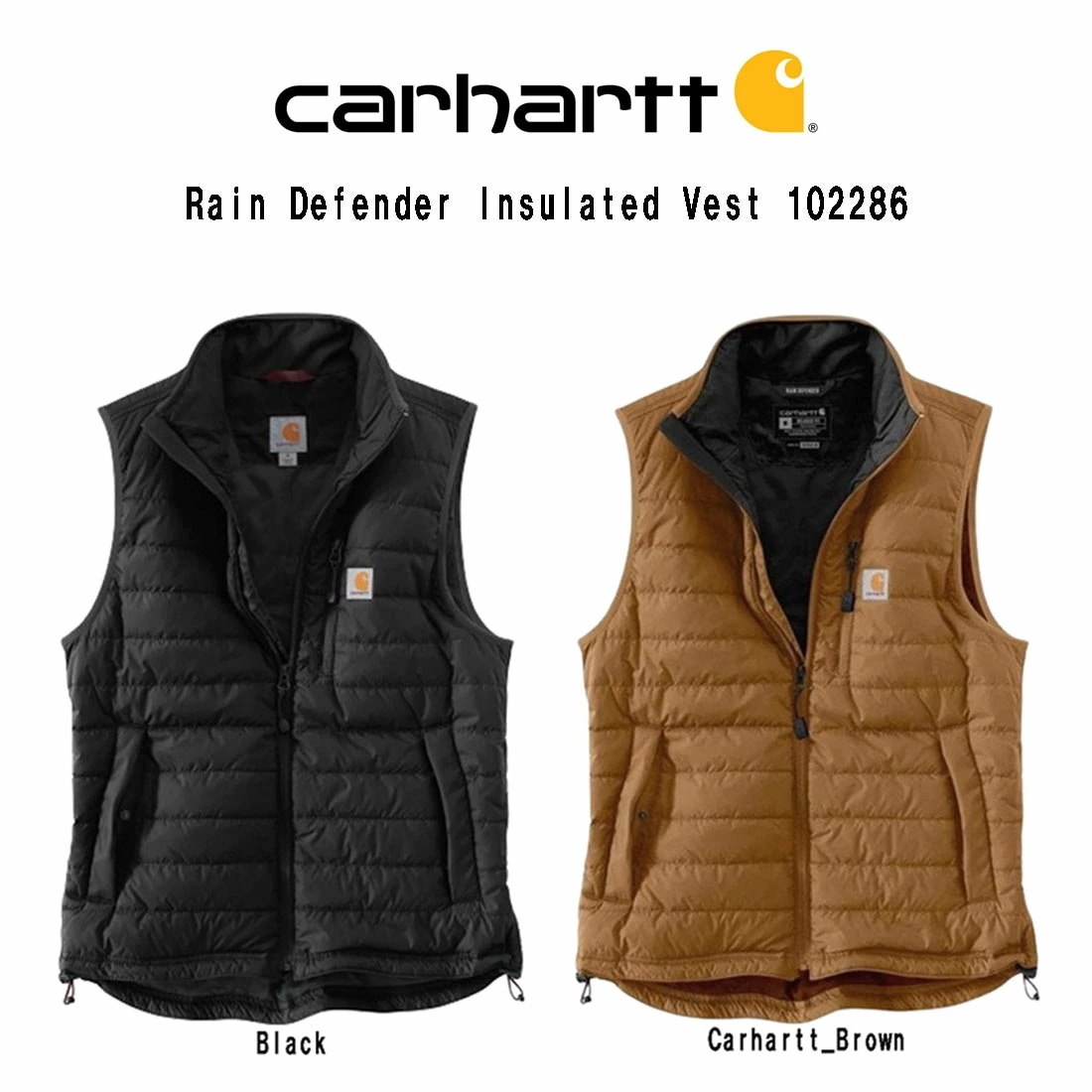 Carhartt ベスト ジャケット ナイロン 中綿 キルティング レインディフェンダー 軽量 リラックスフィット ポケット アウター メンズ 102286