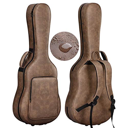 CAHAYA セミ ギターハードケース アコギ アコースティック PU材 防水 20mmクッション