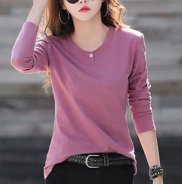 トップス Tシャツ カットソー 長袖 ヘンリーネック デザイン ボタン 美ライン ニュアンス 伸縮性 カラバリ リラックス かわいい 大人可愛い きれいめ シンプル カジュアル 大人 上品 おしゃれ