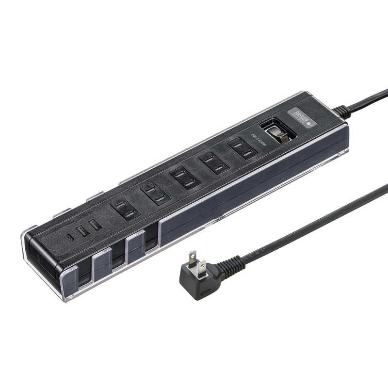 サンワサプライ　USB充電機能付きタップ スタンド付き　TAP-B47UC-15BK 5,695円