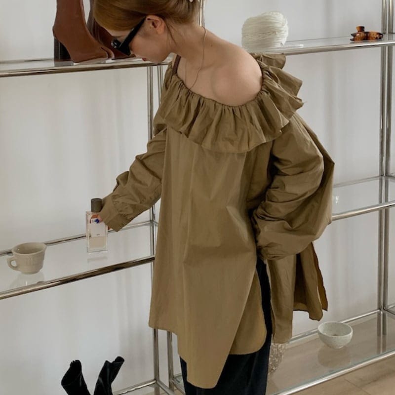 3color レディース トップス オフショルダー フリル カジュアル フェミニン ラフ シンプル