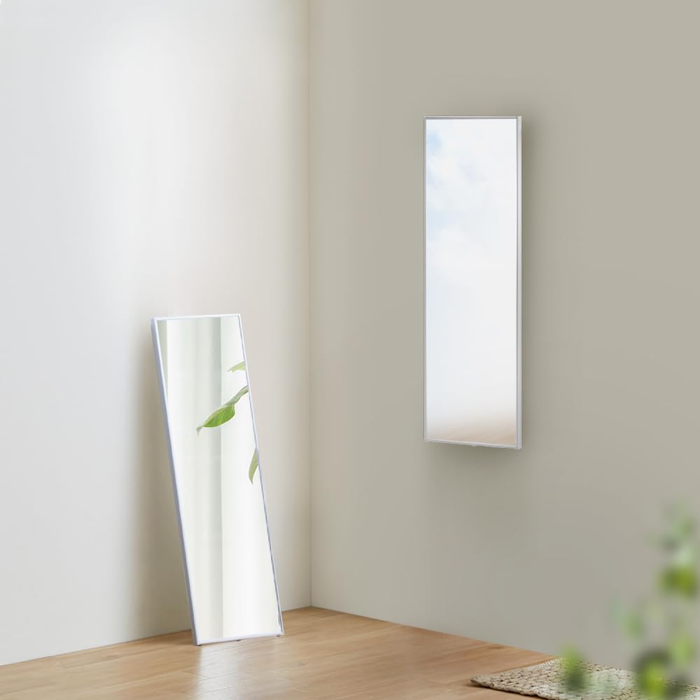 アイリスオーヤマ 【軽くて割れないフィルムミラー】 全身鏡 割れない 姿見 壁掛け 28cm×高さ90cm 姿見鏡 鏡 スタンドミラー おしゃれ 自立 賃貸OK 地震対策 KWM-28090 シルバー