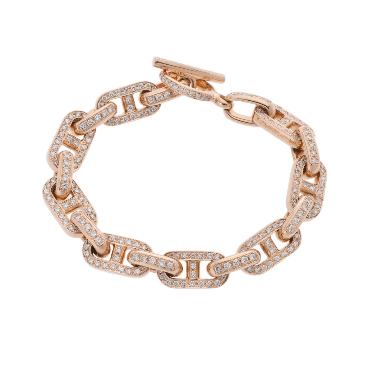 ダイヤ4.13ct ブラック3.71ct レディース K18ピンクゴールド PG ブレスレット Aランク 中古 銀蔵