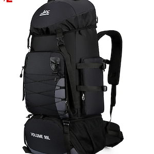 90Lハイキングバッグ,キャンプ,登山,狩猟,アウトドアスポーツ用のユニセックスバックパック 90L Black