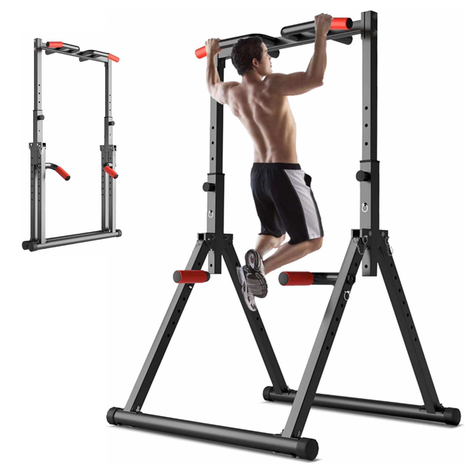 懸垂マシン ぶら下がり健康器 折畳み式 チンニングスタンド コンパクト 8段高さ調節可 耐荷重200kg 懸垂 逆上がり 器具 筋肉トレーニング 収納に便利 省スペース 自宅 マルチジム