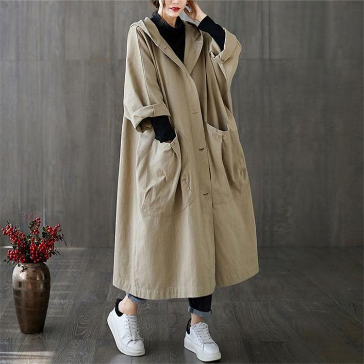 トレンチコート レディース アウター ロング フード付き きれいめ オーバーサイズ 大きいサイズ 秋