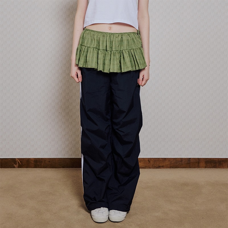 KIWI DOTTED LAYERED WRAP SHORT SKIRT