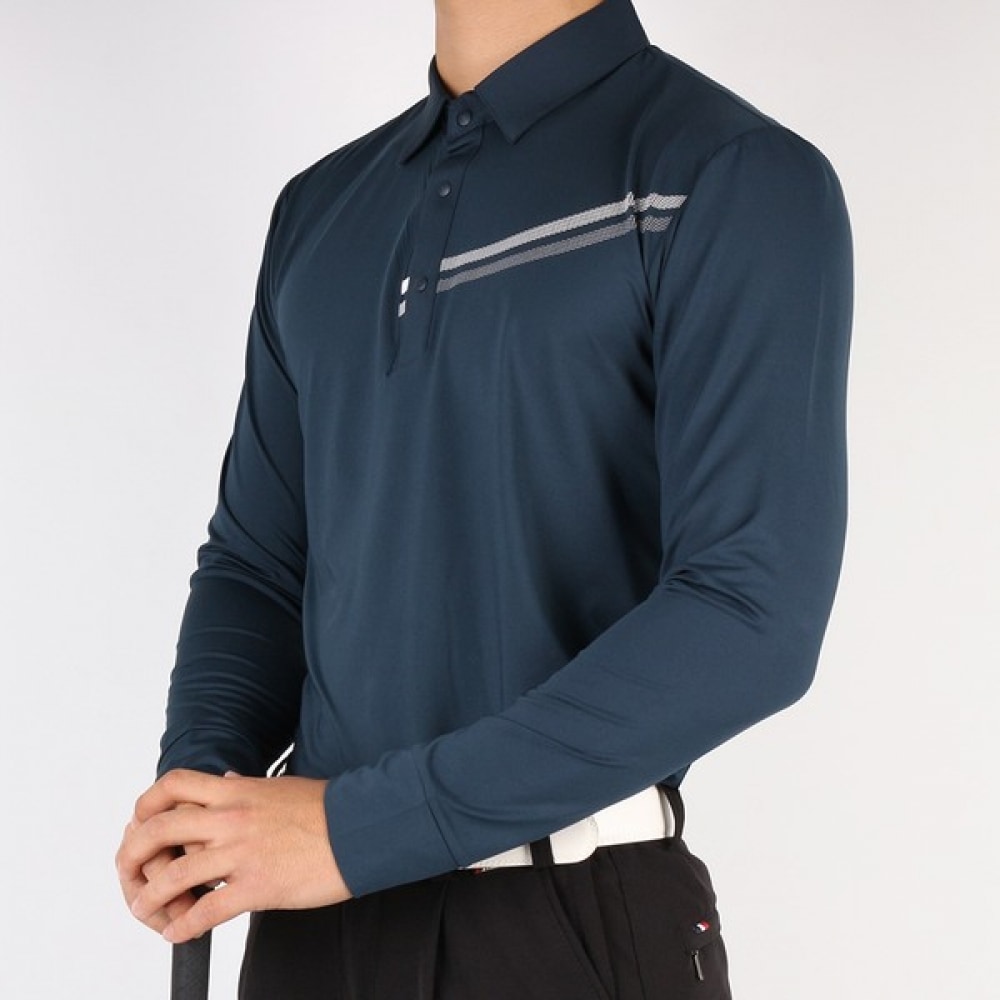 (Most Gentleman) JPA プレミアムダイアゴナルゴルフ Karati メンズロングスリーブスポーツハイエラスティックゴルフウェアカラーネック Tシャツ韓国製