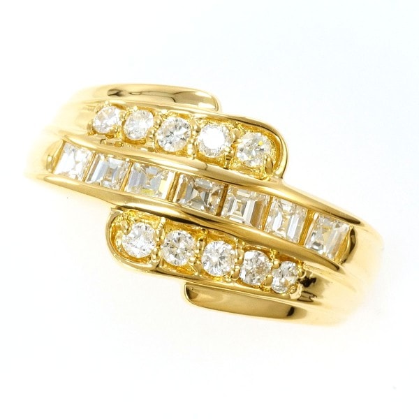 K18 18金 YG リング 指輪 11号 ダイヤ 0.76 カード鑑別書 ジュエリー 中古