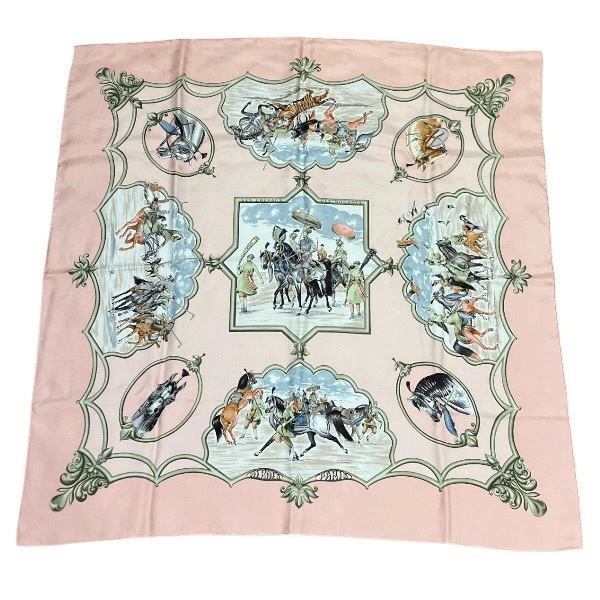 エルメス カレ90 Les Chevaux des Mogholsムガル王朝の馬スカーフ【中古】
