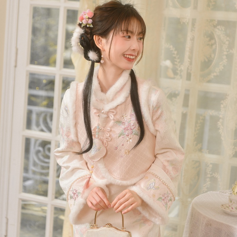 森ガール族オリジナル新年tシャツスカート甘いピンクの気質ミス新チャイナチャイナドレス冬 10,969円