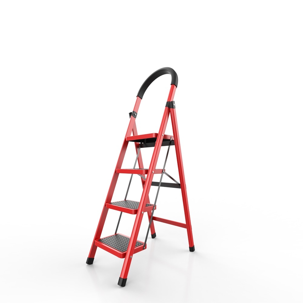 象リビング 梯子 4段 踏み台 フォールディング ステップ 折りたたみ アル雑物 レッド