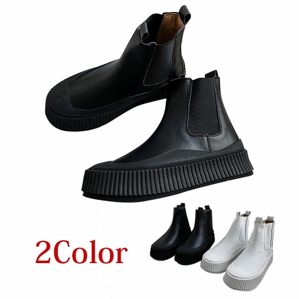 サイドゴアブーツ チェルシーブーツ ブーツ ショートブーツ レザーブーツ 厚底ブーツ 6cmUP