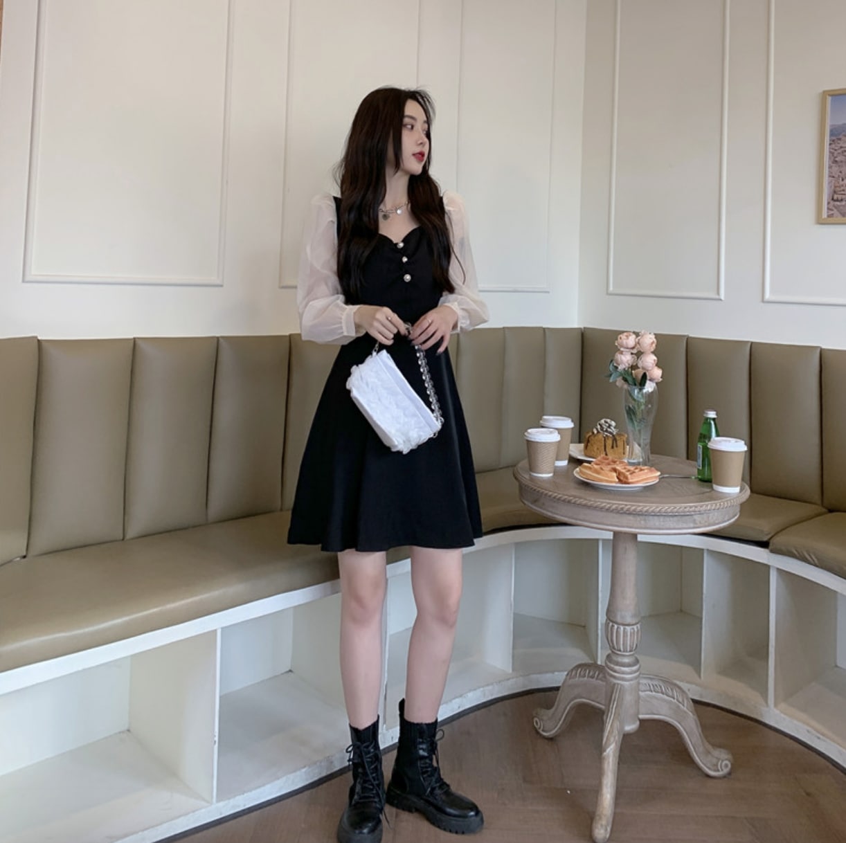 ワンピース デート ワンピドレス ショート ショート丈 袖あり 長袖 スリム タイト 細身 透け感 シースルー かわいい 大人可愛い きれいめ シンプル カジュアル 大人 上品 おしゃれ お洒落 5,621円