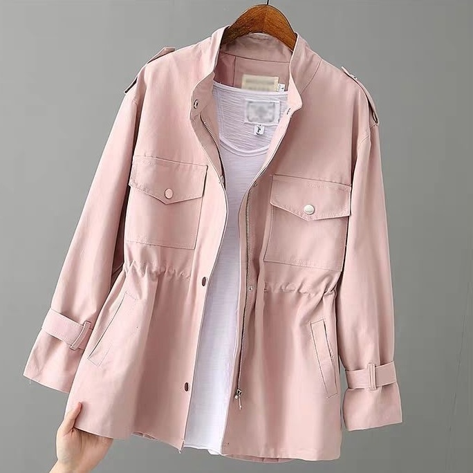 アウター ジャケット 長袖 前開き ボタン ファスナー ポケット ミディアム丈 ウエストマーク かわいい 大人可愛い きれいめ シンプル 上品 おしゃれ かっこいい カジュアル こなれ感 個性的