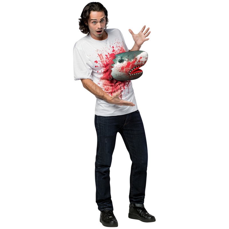コスプレ 仮装 シャークネード 3DサメTシャツ 【 コスプレ 衣装 ハロウィン 仮装 コスチューム メンズ ティーシャツ 大人用 コスT スプラッター 傷 血 パーティーグッズ 余興 男性用 】