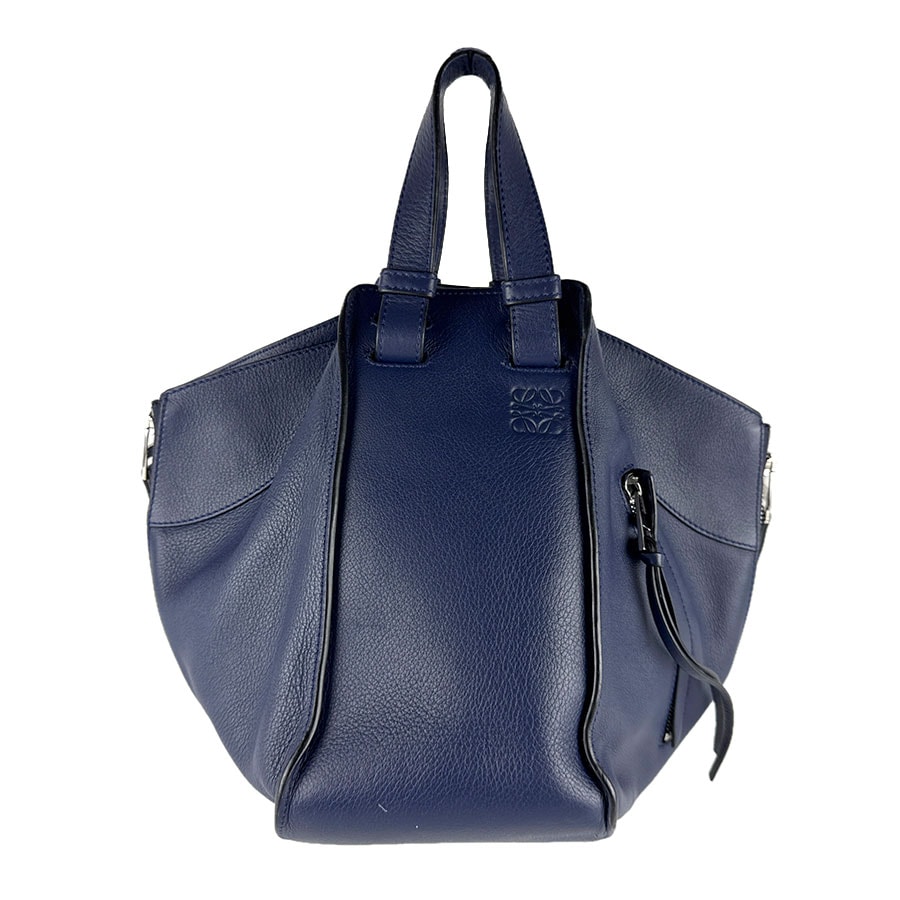 ロエベ LOEWE ハンドバッグ ショルダーバッグ ハンモック レザー ネイビー シルバー レディース z8577