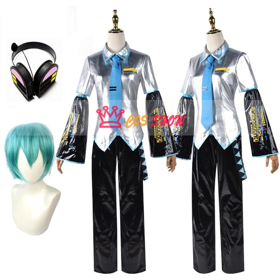 ボーカロイド VOCALOID2 初音ミクオ風 コスプレ衣装 cosplay エナメル革製 ウィッグ能 仮装 イベント クリスマス ハロウィン ステージ 文化祭 お祭り