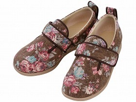 徳武産業 あゆみシューズ 介護靴 施設用 ダブルマジックII ローズ 茶 両足Lサイズ 1067