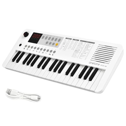色：ホワイト ONETONE ワントーン 電子キーボード ミニ37鍵盤 LEDディスプレイ搭載 US