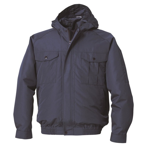 KU90810ダークブルーL フード付ポリエステル製ワーク