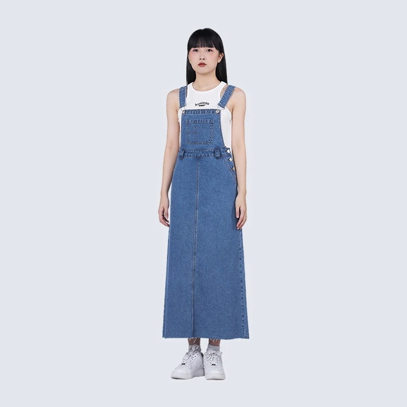 春夏デニムスカートレディースブルーカジュアル多用途ドレスウエストルーズデニムドレス女性用