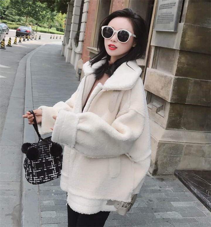 メルマガ＆タイムセール中！ 短いスタイル 暖かい 秋 冬 カレッジ風 毛皮 コート アウター ライダース百掛け 怠惰な風 カジュアル スリム トップス