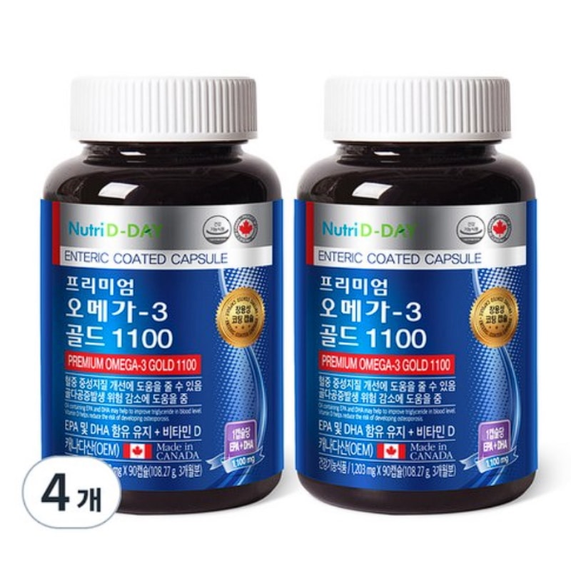 Nutriday Premium Omega-3 Gold 1100, 90 Tablets, 4 Count
