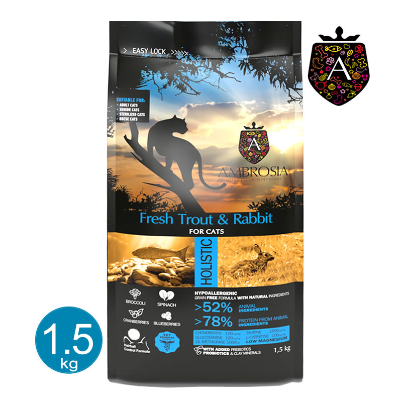 アンブロシア キャット トラウト＆ラビット 1.5kg ドライ 全年齢対応 4,910円