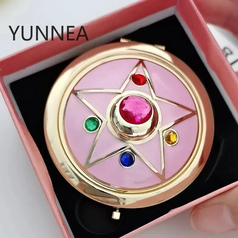 セーラームーンとモコンの折りたたみ式ミラーリング クリスタルと星のケース 化粧品 コンパクトなトラベルバッグ セーラームーン コスプレボックス