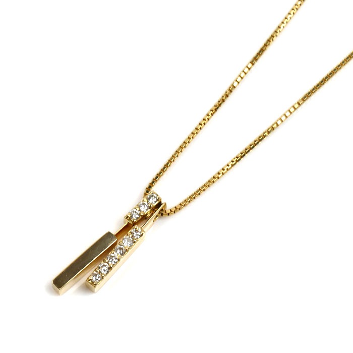 STAR JEWELRY スタージュエリー K18YG イエローゴールド ネックレス ダイヤモンド0.09ct 3.0g 39.5cm レディース 中古