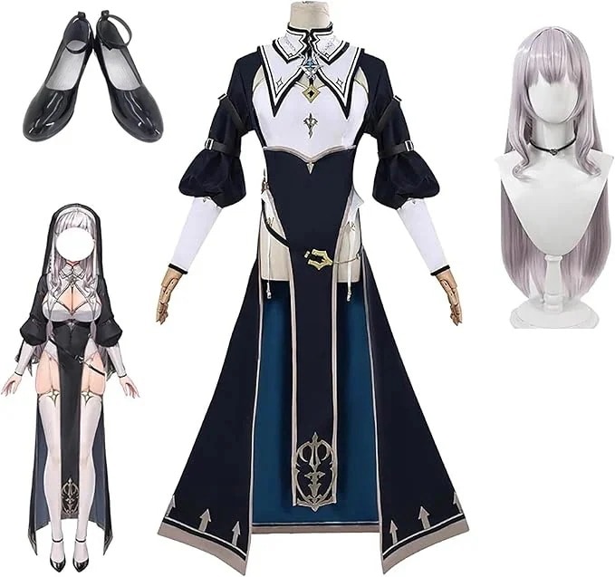 【本日限定激安格】【全シリーズ発売中】 【値引き中】靴 ウィッグ イベント 団長 シスター 修女 巫女 ハロウィン コスプレ衣装 しろがねえる 衣装 3期生 修道服 白銀ノエル Vチューバー ホロライ