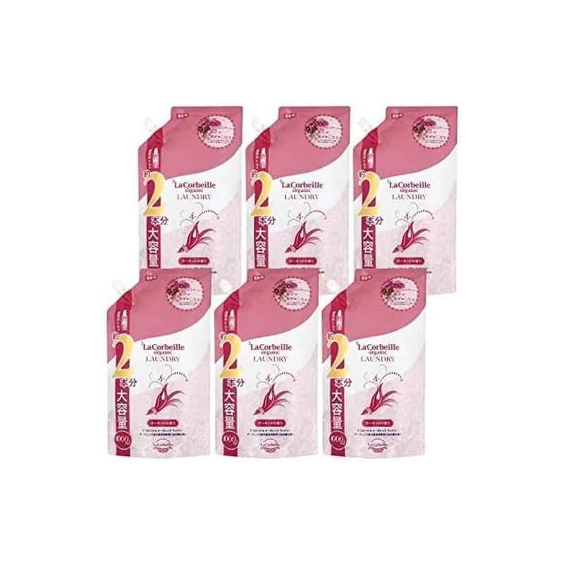 ラ コルベイユ 柔軟剤 オーガニック 詰め替え 2本分 オーキッドの香り 1000ml 洗濯 部屋干し ノンシリコン 天然植物由来 ランドリー 公式 6個セット
