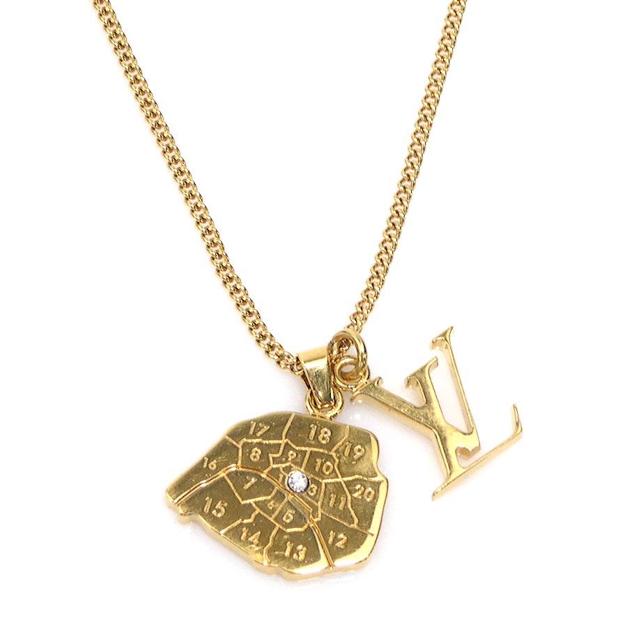 ルイ ヴィトン LOUIS VUITTON ネックレス コリエ マップ LVイニシャル シティー メタル ゴールド レディース M68261 e61478j
