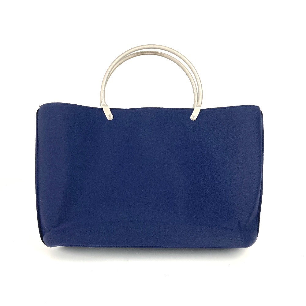 ハンドバッグ メタルハンドル カバン トートバッグ ポリアミド ネイビー