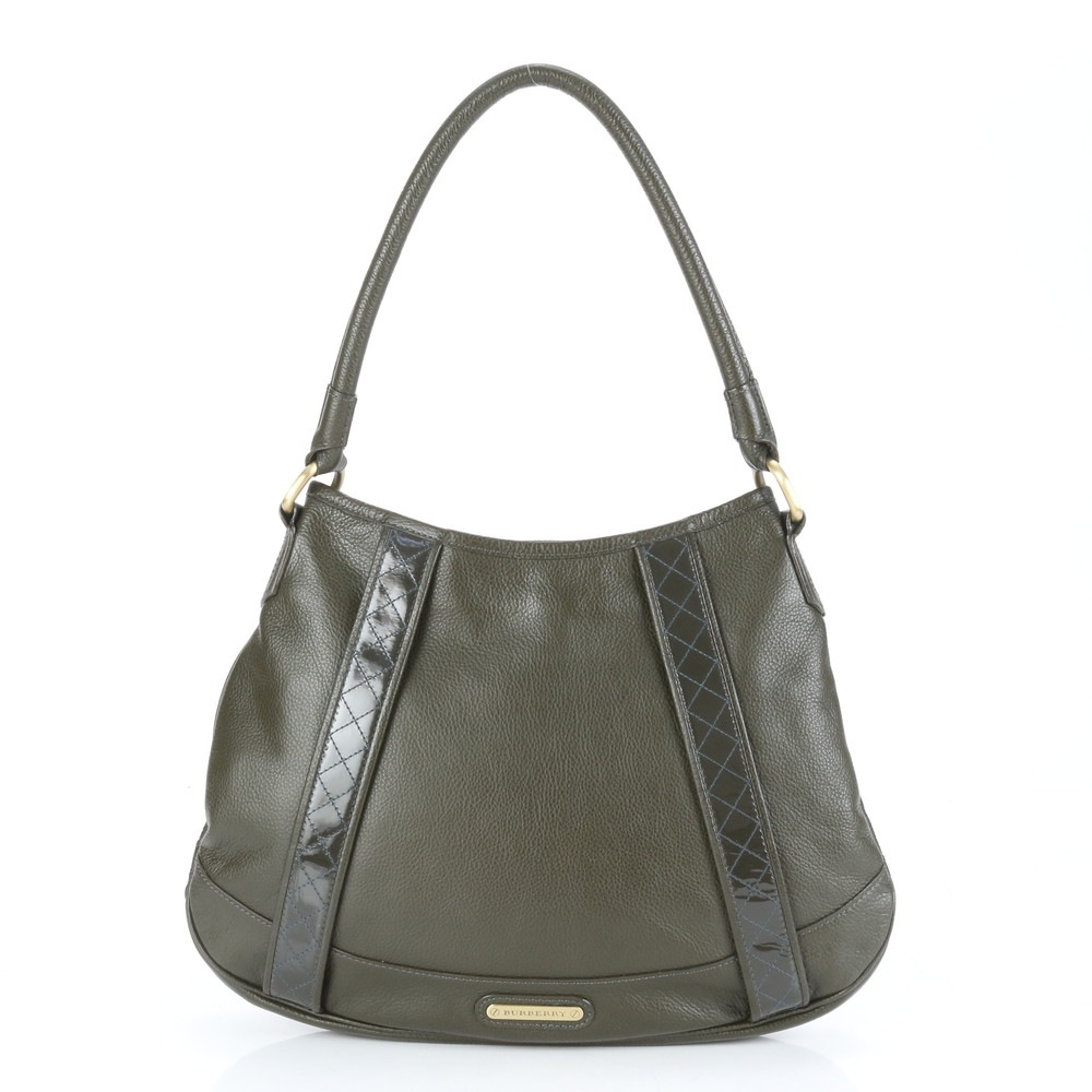 美品 ノバ チェック カーキ レザー ショルダーバッグ 肩掛け トート ハンド 本革 ブランド レディース RUM CK24-5 中古