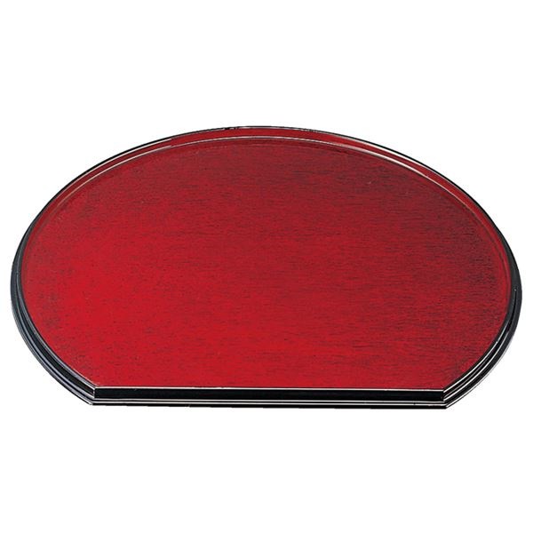 尺4半月両面盆 後藤塗毘沙門天SL/黒天朱