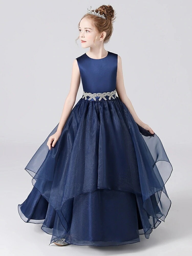 ロング丈 ドレス ピアノ 結婚式 発表会 子供ドレス ジュニア キッズ100-160cm 発表会ドレス コンクール 女の子 高級 子どもドレス ドレス ロング リボン こども フォーマル女