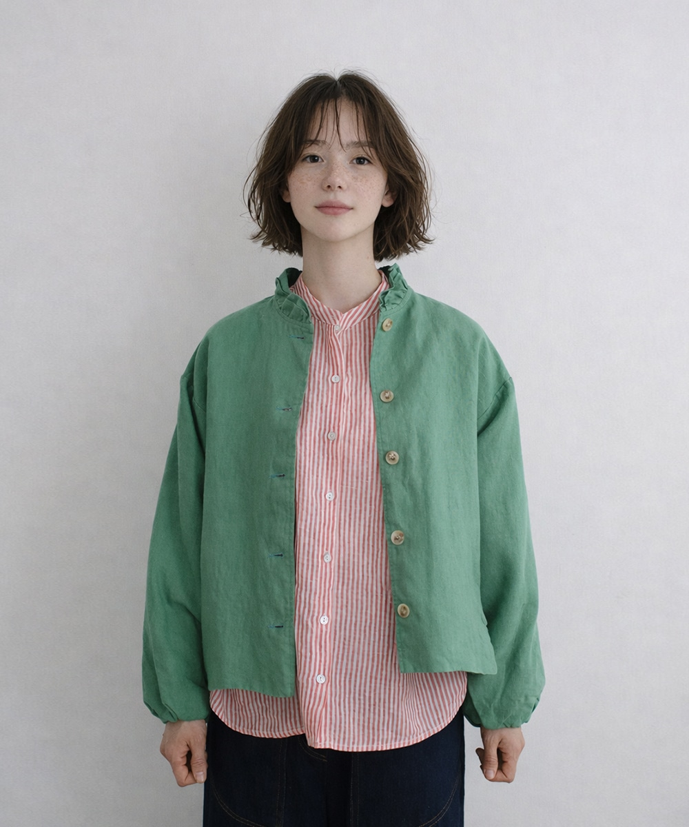 【Milla】リネンジャケット レディース ラウンドネック 羽織り ナチュラル カジュアル ゆったり 体型カバー 韓国ファッション 春秋 N033j
