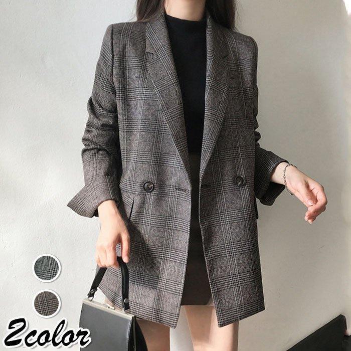 本日の限定商品 ブレザースーツレディース秋新作長袖テーラードジャケットオシャレチェック柄ブレザースーツオフィス30代アウターカジュアル韓国風通勤OL40代ブレザースーツレディース秋新作長袖テーラードジ