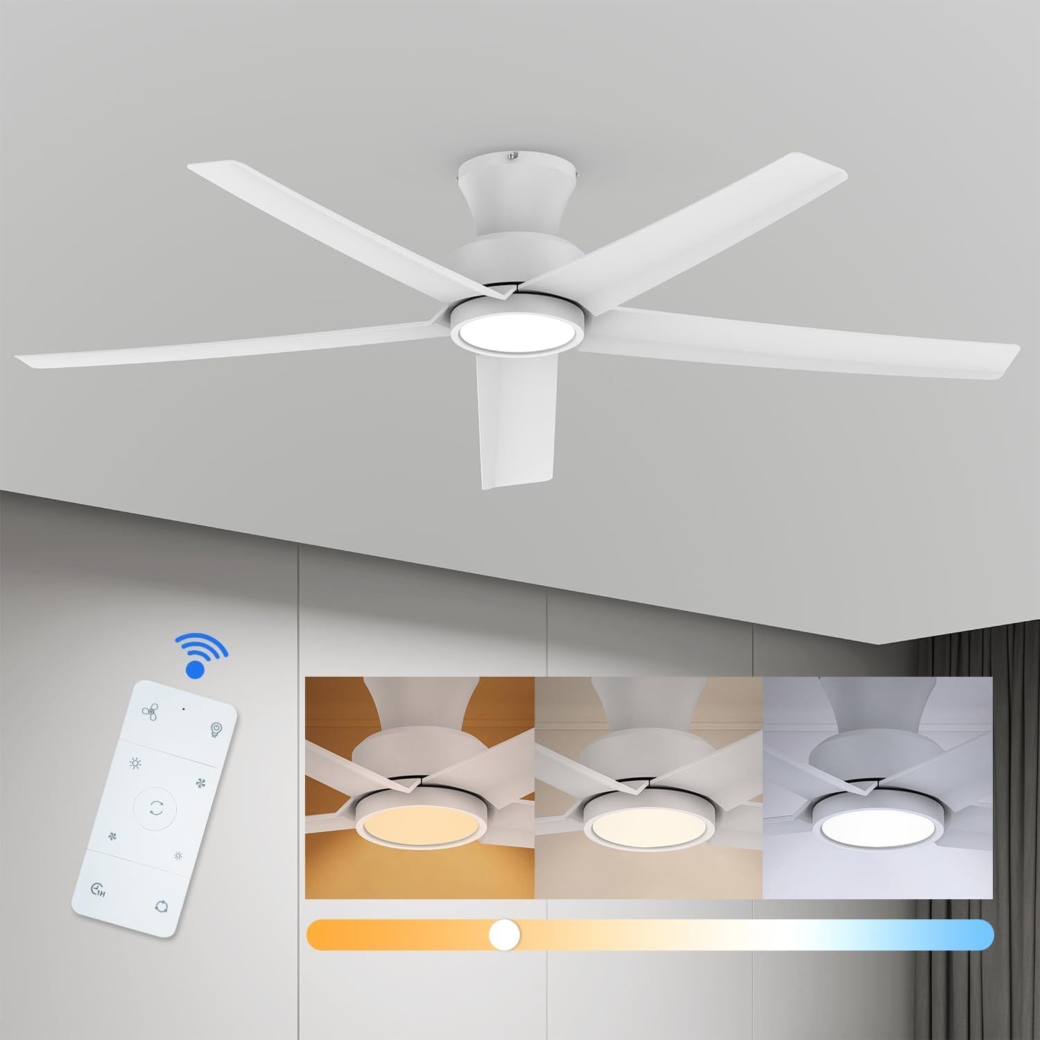 【節電-5年保証】TALOYA シーリングファンライト 調光 調色 12畳 LED天井ファンライト 静音 DCモーター 天井照明 冷暖房効果 節電対策 静音 リモコン付き 空気循環 風量調節6段階 オ