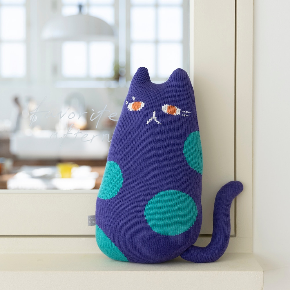 愛らしい猫 ニット 人形 ヤニ Purple