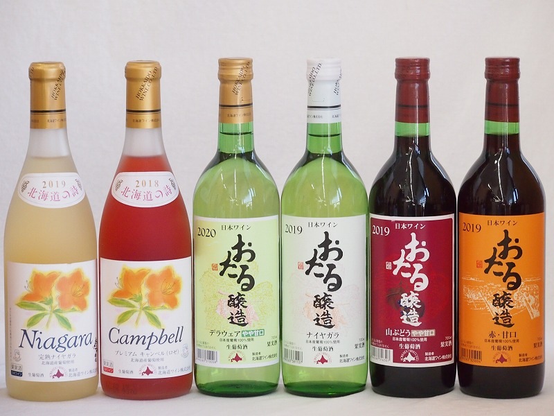 おたるスペシャル6本セット(おたる醸造 生葡萄酒 山ぶどう やや甘口 おたる醸造 生葡萄酒 赤 甘口