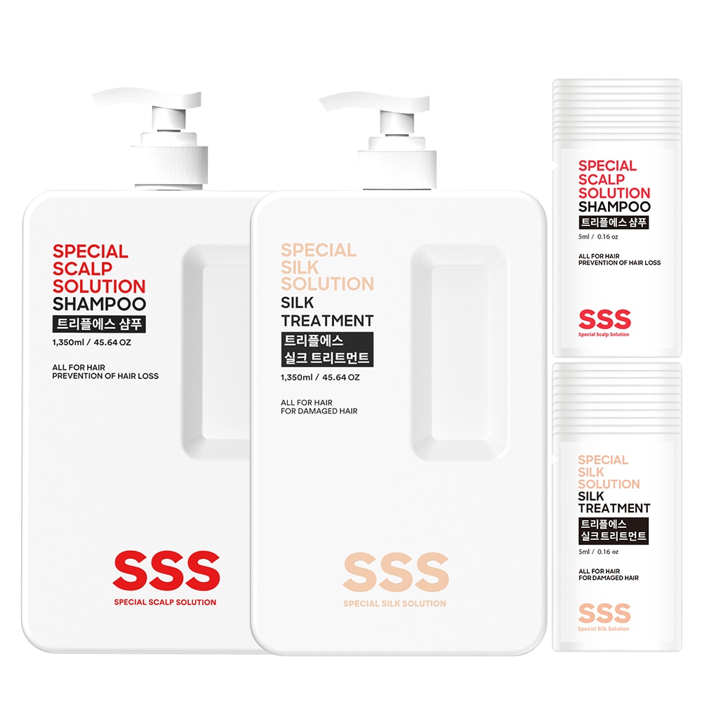 [公式]プレミアム ヘアケア Triple S 韓国 トリートメント & 抜け毛 育毛 シャンプー 1350ml 1+1 セット