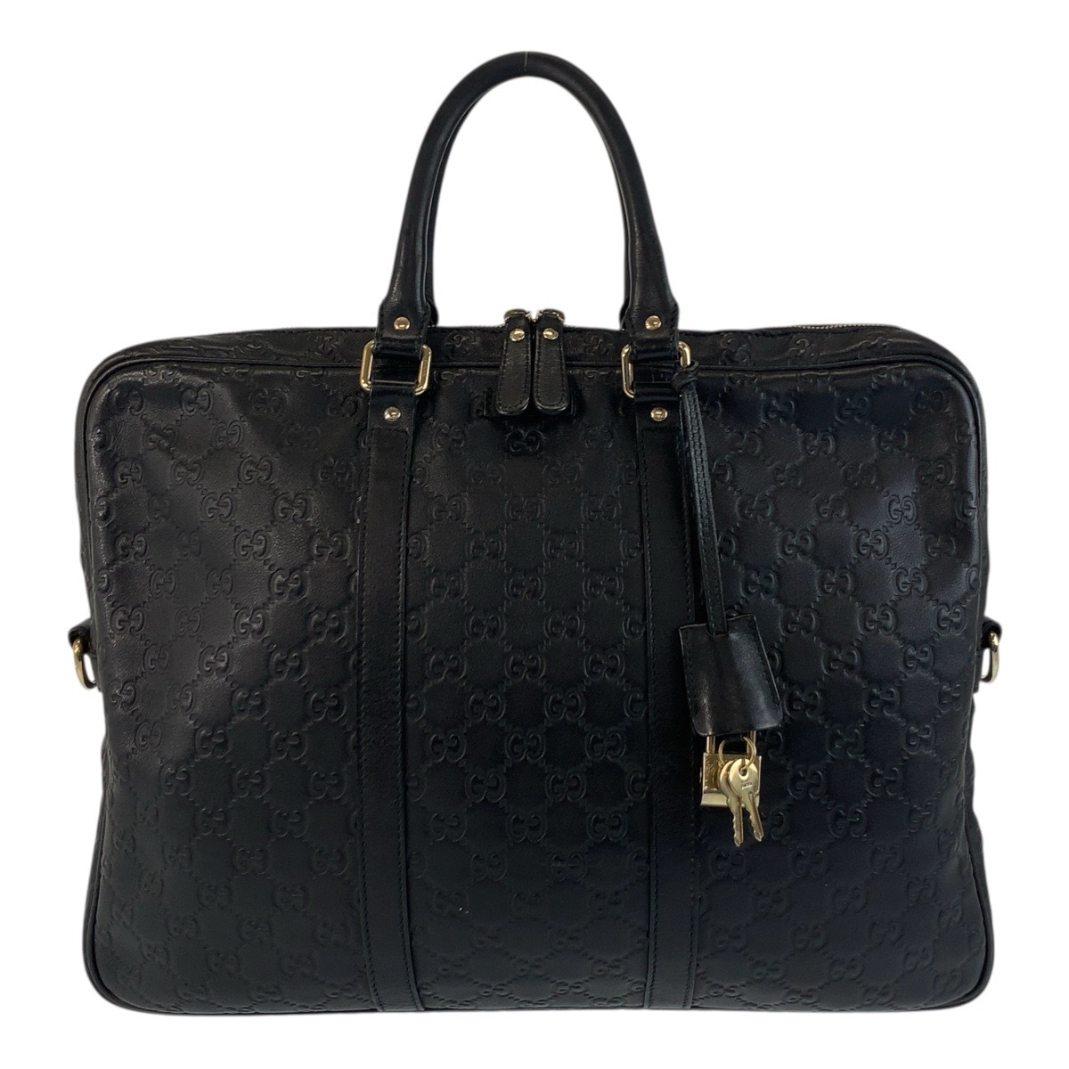 美品 グッチシマ ブラック 黒 ゴールド金具 レザー 201480 ブリーフケース ビジネスバッグ メンズ 502784 57,600円
