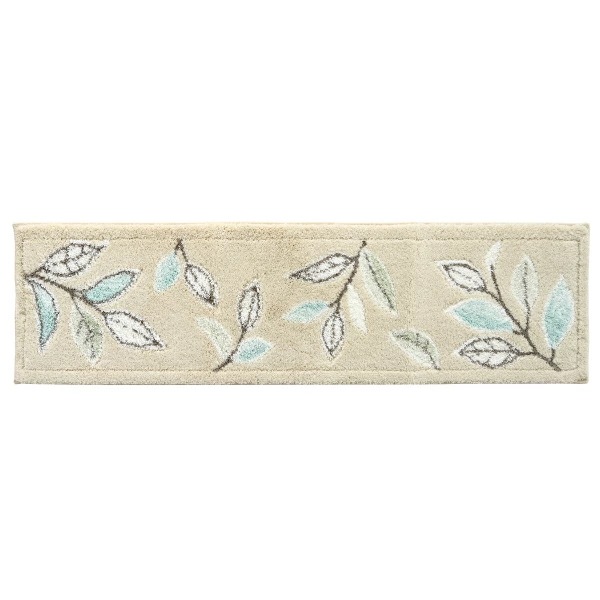 ステッチリーフ 吸着 30×110cm 玄関マット ベージュ 滑り止め 洗える 丸洗い 抗菌 防臭 エレガント